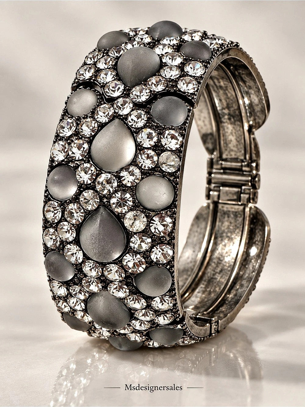 Crystal Embellished Cuff Bracelet Silver 170